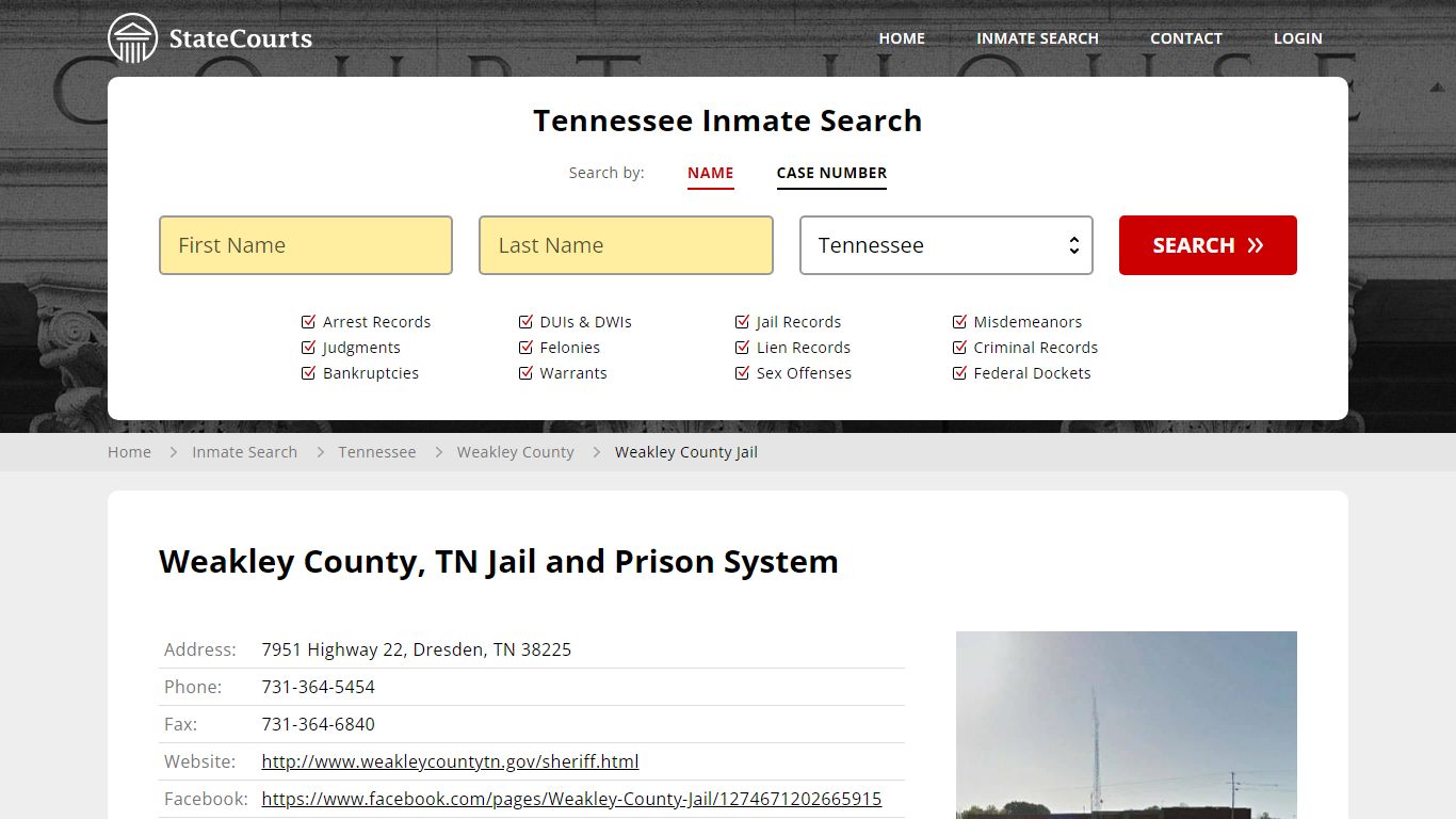 Weakley County Jail Inmate Records Search, Tennessee - StateCourts